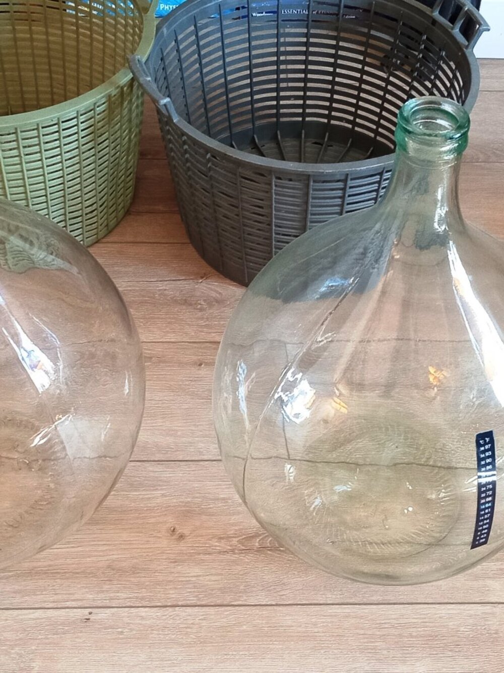 2 Glass Demijohns w/basket